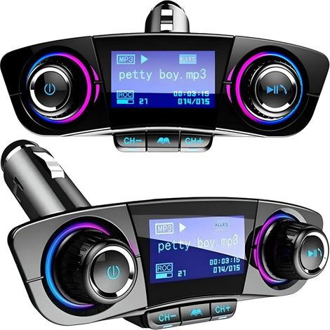 Émetteur FM Bluetooth - Adaptateur Voiture 5.0 Avec Double Microphone - Charge Rapide QC Et 2 Ports USB - Support AUX SD Clé USB - Pour Véhicule 12V - Noir (1/5)