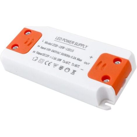 Transformateur LED Entrée 220-240V Sortie DC 12V 1.5A 18W Ampoule LED Driver Convertisseur Conducteur Alimentation de Tension Constante, pour Bandes Leds, Lampes LED, Projecteurs Enfoncés (1/5)
