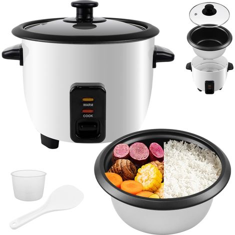 Cuiseur à riz 0,6L Mini Électrique - Blanc Couvercle en Verre, Bol Antiadhésif, Fonction Maintien au Chaud (1/5)
