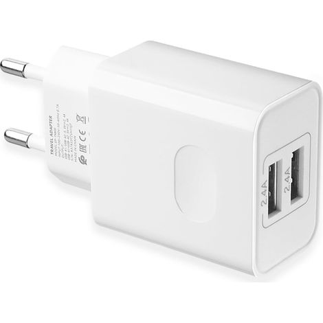 12W Chargeur Secteur Prise Multiple USB 2-Ports Universel Chargeur Mural (5V 2.4A Max) Adaptateur pour iPhone 14 13 12 11 Pro Max XS XR X 8 7 6 6S Plus SE 5 5S et Smartphones (1/5)