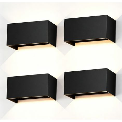 4 Pièces Applique Murale Interieur/Exterieur 12W Noire Appliques Murales LED 3000K Blanc Chaud avec Angle de Faisceau Réglable Lampe Murale Etanche IP65 Applique Exterieur (1/5)