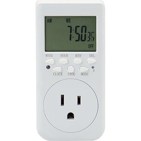 Minuterie Prise Électrique 24H Programmable Interrupteur Intérieur, Prise Temporisée Lumière, Fiche Américaine 125V