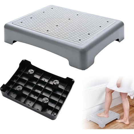 Marchepied pour l'intérieur et l'extérieur, 44 x 34 x 9,5 cm, portable, jusqu'à 200 kg, antidérapant, demi-marche, aide à l'escalier, pour personnes âgées, douche, voiture, extérieur (gris) (1/5)