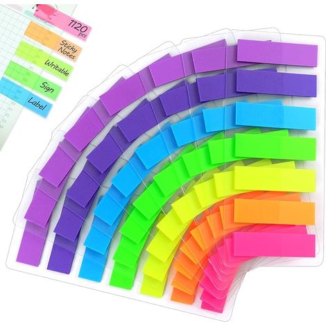 Sticky Notes Sheets, 1120pcs Sticky Notes Index Tabs for Labels Divider Index Guides (7 Colours) (1/5)