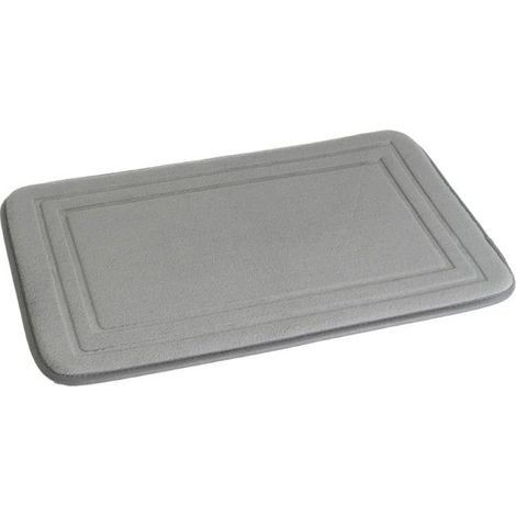 Tapis antidérapant de bain - JUANIO - 60 x 40 cm - Lot de 2 - Microfibre - Gris (1/4)
