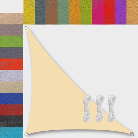 Wasserdichtes Sonnensegel, 95 % UV-Schutz, wetterfest, perforiertes Sonnensegel für Terrasse, Patio, Garten, Außenbereich, Pool, dreieckig, beige, 2 x 2 x 2,8 m (1/5)