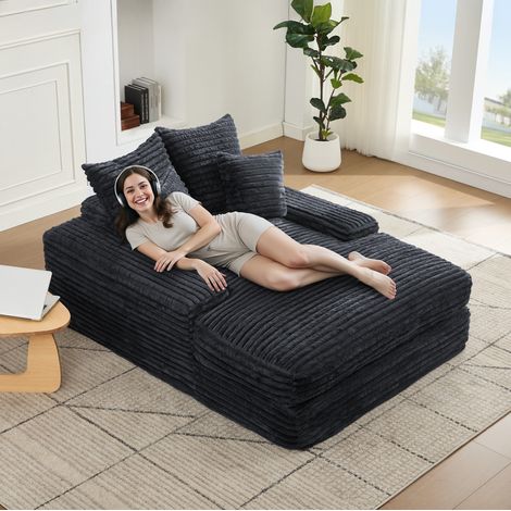 Sillón chaise longue ergonómico con 4 cojines gris OKMYHOME (1/5)