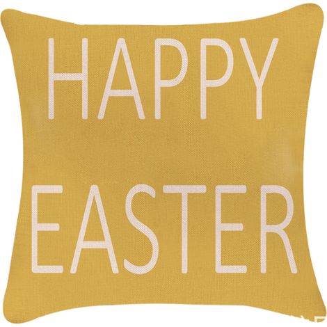 Funda de almohada decorativa de Pascua, Feliz Pascua amarilla