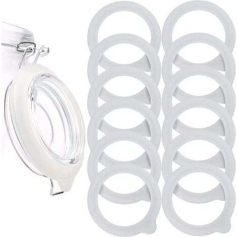 12 Pcs Joints De Bocaux En Silicone De Remplacement Joints En Silicone Étanches À L'air Anneaux D'étanchéité Pour Couvercles De Bocaux Mason Bocaux À Bouche Large Régulière (1/4)