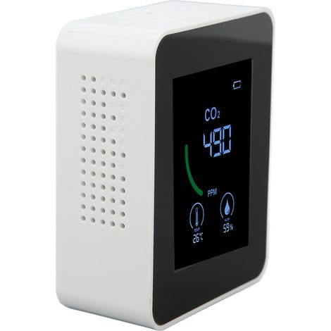 Détecteur de dioxyde de carbone infrarouge 3 en 1, testeur de température et d'humidité, moniteur de qualité de l'air anti-interférences pour la maison et le bureau, blanc (1/5)