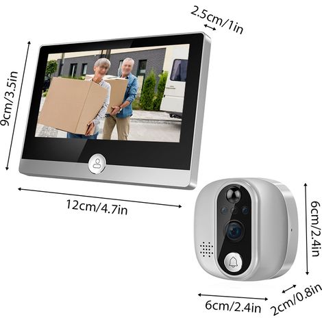 Sonnette vidéo WiFi pour appartement, caméra judas 2,4 GHz, écran IPS de 4,3 pouces, application Tuya 1080P, vision nocturne visible, détection de mouvement, audio bidirectionnel, batterie intégrée re (1/5)