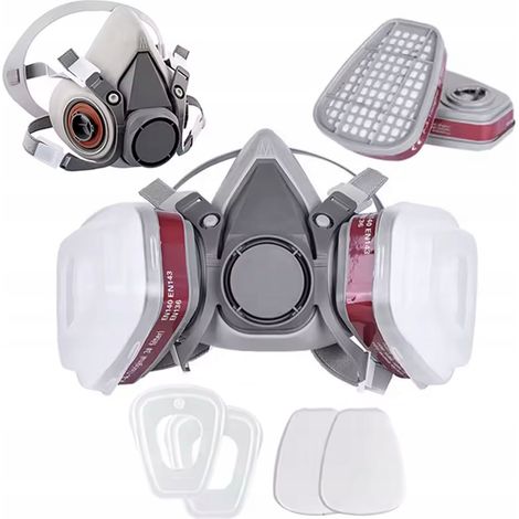 Rosfix Set Atemschutzmaske 6200 – Halbmaske mit 7-teiligem Filtersystem  Silikon & Kunststoff  Für Lackieren, Malen, Industrie  Schutzmaske gegen Staub & Dämpfe
