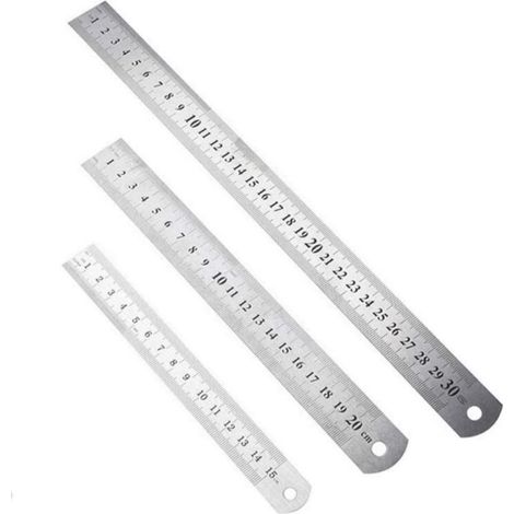 3 pcs Règle en Acier Inoxydable, Règle de Mesure en acier Inoxydable à échelle Double face, Différentes Tailles de Règle en Acier Inoxydable de Précision Robuste (1/5)