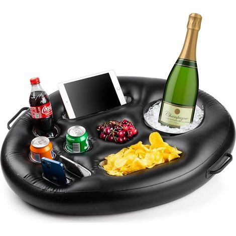 Aufblasbarer, schwimmender Getränkehalter für Pool und Spa, erstklassige Qualität, große Größe, für Getränke und Speisen, ideal für Pool, See oder Strand, auch als Zubehör für Tablets und Handys geeig (1/5)