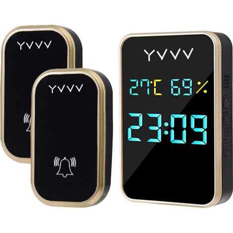 ZOLGINAH Timbre Inalámbrico Exterior Impermeable Automático Sin Batería Temperatura Humedad Tiempo Pantalla Timbre Inalámbrico con 2 Transmisores y 1 Receptor (1/4)