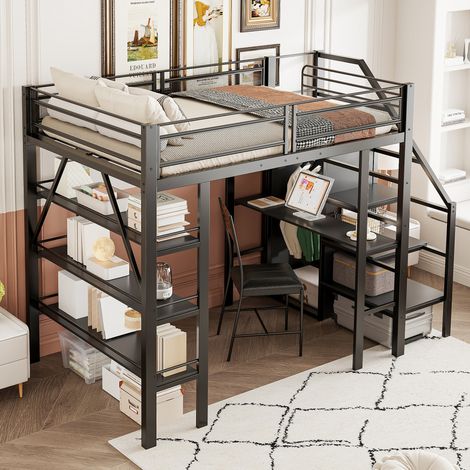 letto contenitore 140x200 con scrivania armadio OKMYHOME (1/5)