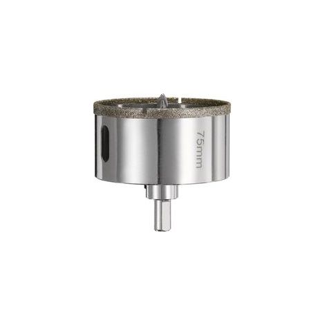 Foret diamant - Scie cloche excentrique de 75 mm avec centre de guidage pour verre, céramique, marbre, porcelaine, carrelage, quartz et pierres précieuses d'aquariums
