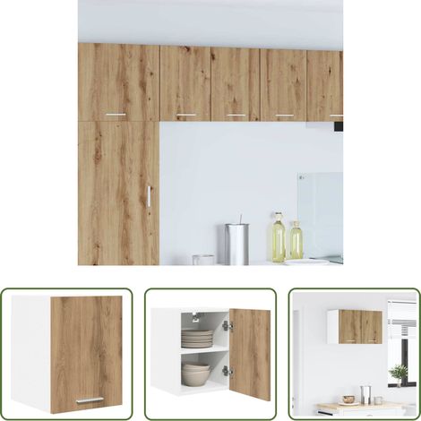 vidaXL Meuble suspendu - Armoire suspendue Chêne Artisan et Blanc 30 x 31 x 40 cm (1/5)