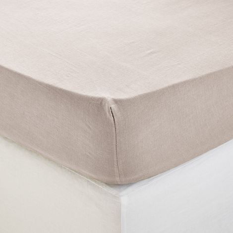 Drap Housse en 100% lin lavé légèrement froissé CARLINA (1/2)