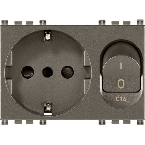 VIMAR - 19276.M Presa 2P+T 16A P30 intb+MT C16 Metal