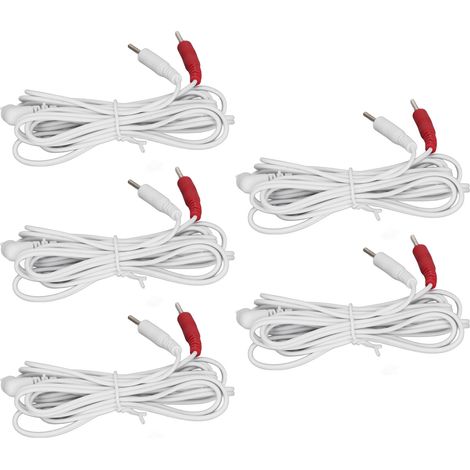 5PCS Fil Électrode Blanc 2,5mm Coude 1,5m Longueur pour Appareil de Thérapie Méridienne Massage Numérique (1/5)