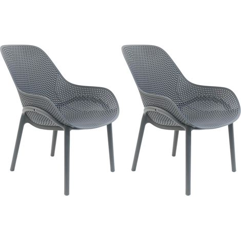 MONICA - Lot de 2 Fauteuils Coque Plastique Grise (1/5)
