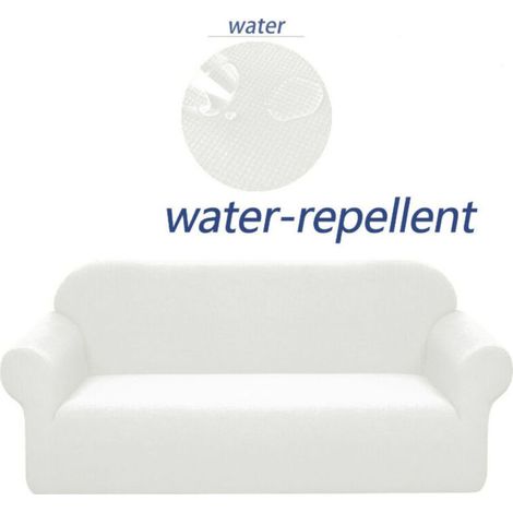 Stretch-Sofabezug, wasserdicht und kratzfest, für 2-Sitzer-Sofas. Elegantes Muster. Mit rutschfesten Schaumstoffrollen (2-Sitzer-Sofa, reinweiß) – 145–185 cm (1/4)
