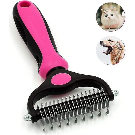 Outil de toilettage pour animaux - Râteau à sous-poil double face pour chiens et chats - sans danger (1/5)