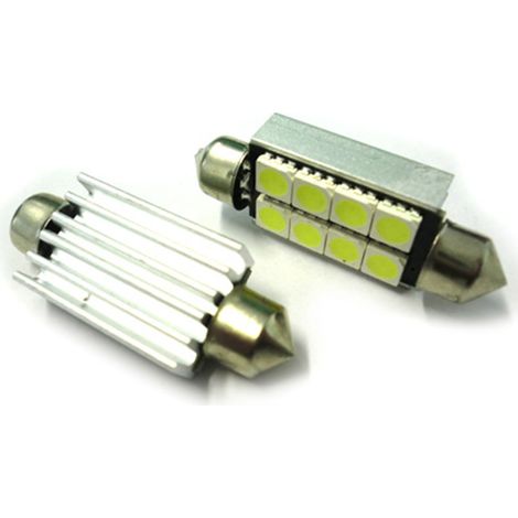 Lampadina Led Siluro Canbus T11 C5W 42mm 8 SMD 5050 12V Luci Targa Con Dissipatore