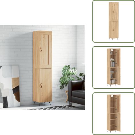 The Living Store Highboard Sonoma-Eiche 34,5x34x180 cm Holzwerkstoff - Hochschrank (1/5)