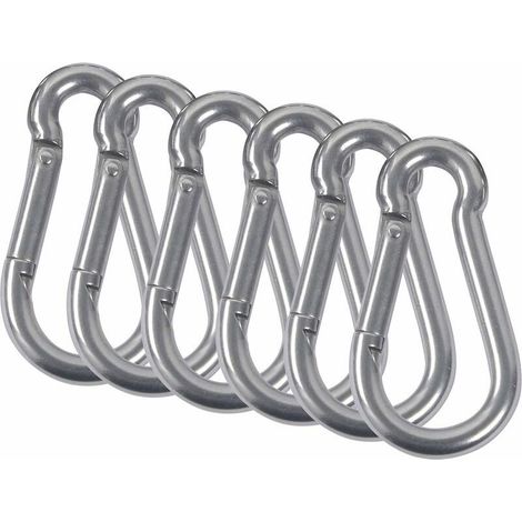 6Pcs M5 Mousquetons Acier Inoxydable 304 Mousqueton Pompier Ressort Avec Mousqueton De Fixation Pour Camping Randonnée Hamac Balancoire (1/5)