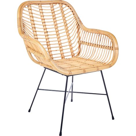 Sedia in rattan beige Canora