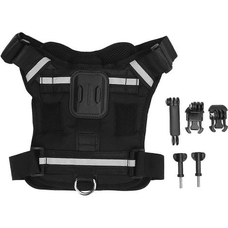 Harnais pour chien avec support pour caméra d'action, fixation en nylon sur la poitrine et le dos, gilet pour caméra pour animaux de compagnie (1/4)