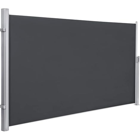 Store latéral 160 x 300 store latéral extractible brise-vue pare-soleil tissus en polyester 280 g/㎡ gris foncé (1/5)