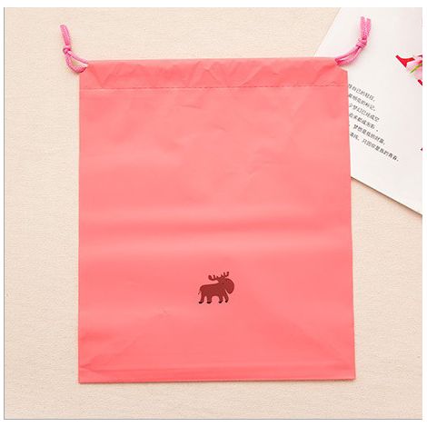 Sac à cordon pour vêtements dessin animé mignon, rangement placard voyage pratique, PE double couche, taille M rose, 1 pièce (1/3)