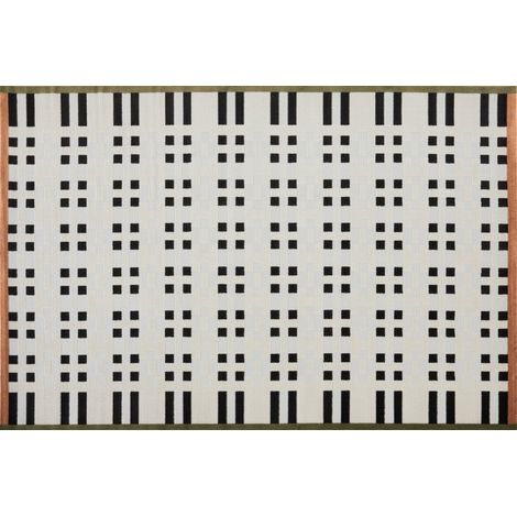 Tapis blanc à motifs noirs, verts et orange 160 x 230 cm ELINN (1/5)
