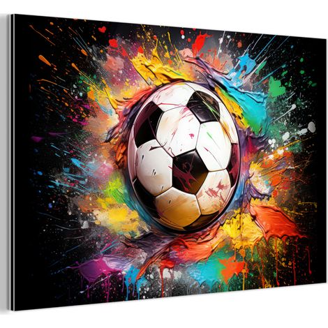 QUADRO DI METALLO Calcio - Vernice - Colori - Nero - Bianco 60x40 cm (1/5)