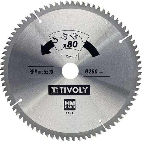 Tivoly • Lame de Scie Circulaire • Ø250mm • 80 Dents en Carbure • Excellente Finition • Pour Découpe Multi-Matériaux