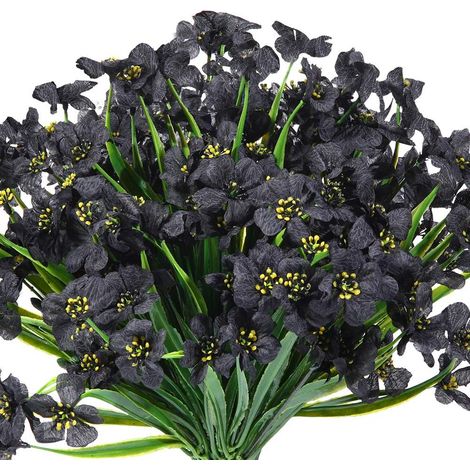 Bundles Fleurs artificielles extérieures résistantes aux UV Pas de décoloration Faux violettes pour l'intérieur extérieur Décor Noir (1/5)