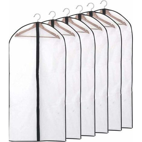Housses de protection pour vêtements, anti-poussière, imperméables, anti-acariens et anti-humidité, transparentes avec fermeture éclair pour chemises, costumes et manteaux, 6 unités, 60-140 cm (XXL) (1/4)