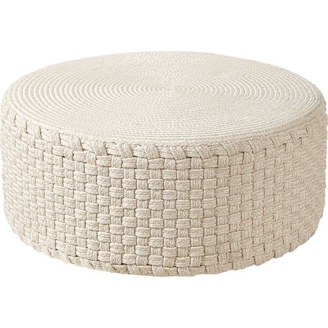 Outdoor Woven Pouffe Light Beige MITHI (1/5)
