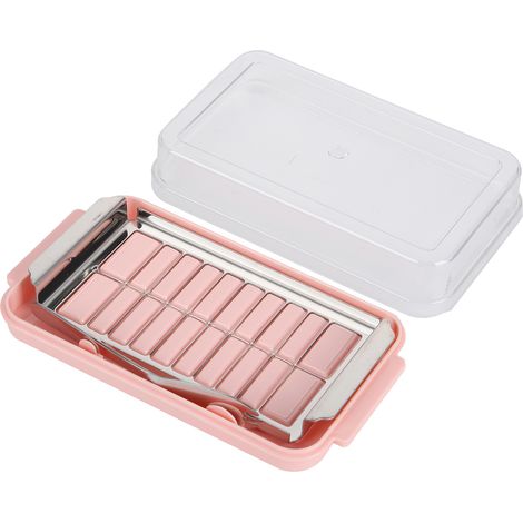 Boîte à beurre en acier inoxydable avec couvercle transparent, idéale pour la cuisine (châssis rose). (1/5)