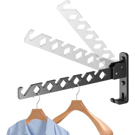 Cintre Mural Étendoir à Rotation 180° - Porte-vêtements Pliable en Alliage D'aluminium - Support de Séchage avec Vis pour Salle de Bains, Chambre (1/4)