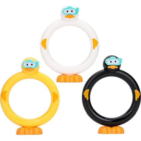 Anneaux de plongée pour enfants : lot de 3 anneaux de plongée pour l'apprentissage de la natation sous-marine, adaptés aux enfants de 4 à 8 ans et de 8 à 12 ans. (1/5)