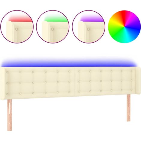Maison Exclusive - LED Kopfteil Creme 163x16x78/88 cm Kunstleder
