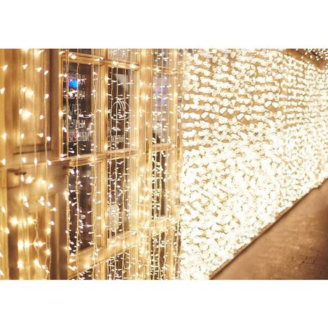 Rideau Lumineux Exterieur, 600 LED 6m3m Guirlande 8 Modes de Fonctionnement Lumière de Rideau pour Décoration Chambre Mariage Noël Soirée Fête Blanc Chaud (1/5)