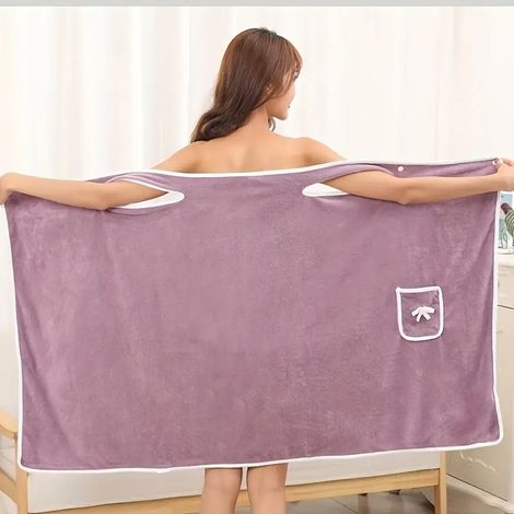 Peignoir de bain en velours de corail avec nœud papillon pour femme serviette de toilette absorbante et séchage rapide pour spa