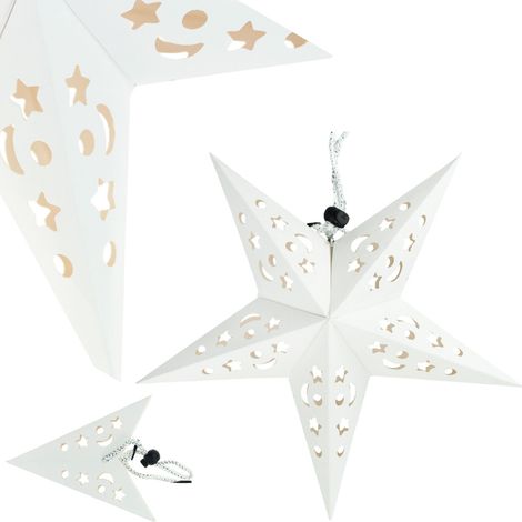 TG59705-1 Gefalteter Stern, Weihnachts-Buntglaspapier, 3D-Fensterdekoration mit durchbrochenem Muster, 27 cm