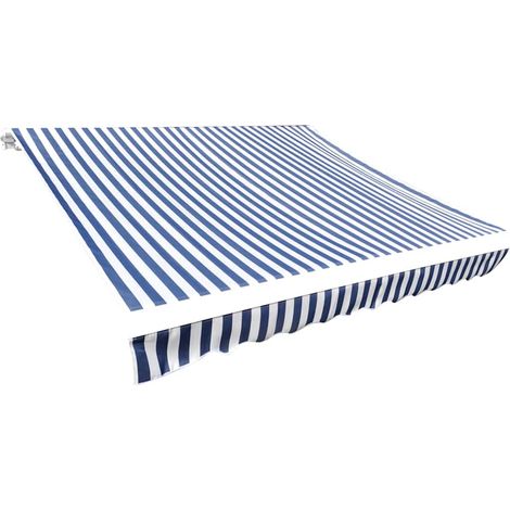 Toile de Store Banne de Remplacement Polyester Bleu et Blanc 480 x 295 cm pour Armature 5x3 m - PANGIVO (1/5)