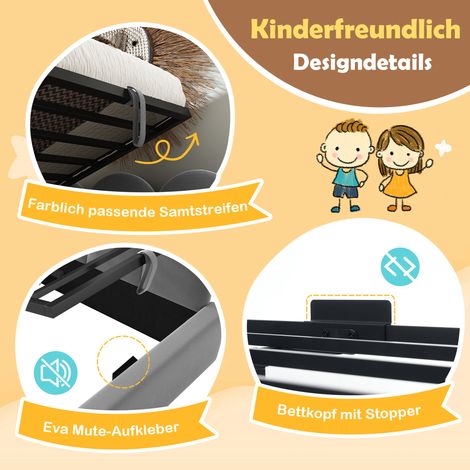 Lit-ban 90x190 cm, canapé convertible avec coffre hydraulique, lit enfant en velours gris avec sommier à lattes métalliques, sans matelas (1/5)